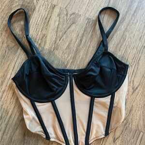 BB Black Nude Mesh Corset Bustier Top Size M (runs small)